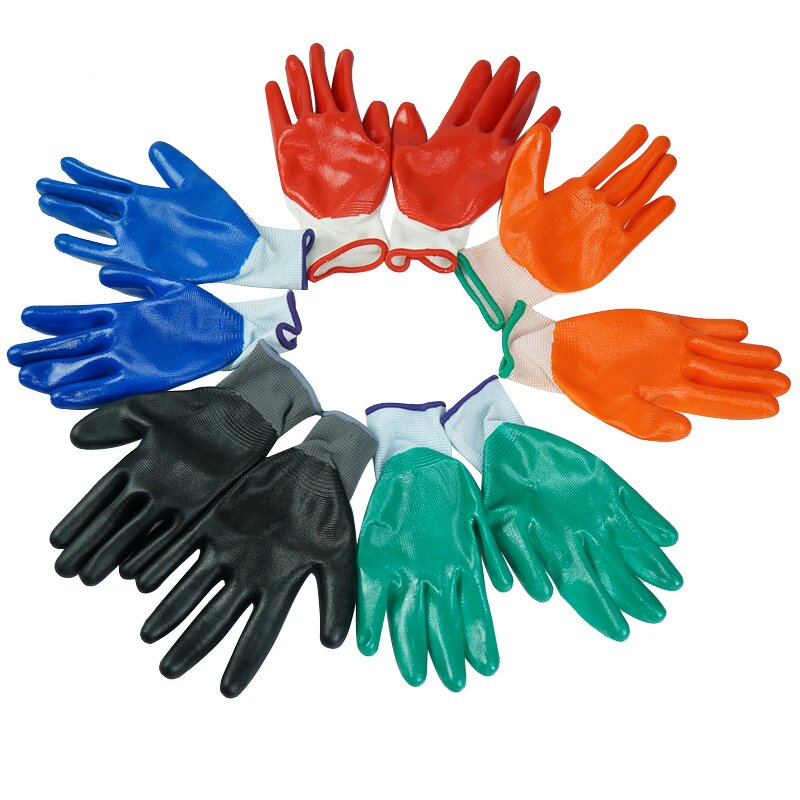 Work Gloves Manufacturer - FURUNDA FFRDN1008 13 Gauge Nitrile Coated Polyester Smooth Palm Oil/Acid/Alkali Resistant