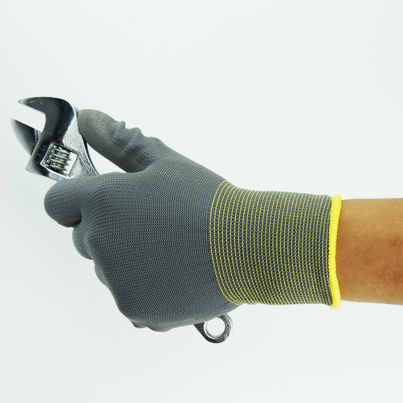 Construction Gloves Manufacturer - Hot Selling 13 Gauge Black/white/gray Polyester Pu Coated Cut Resistant Knife Hand