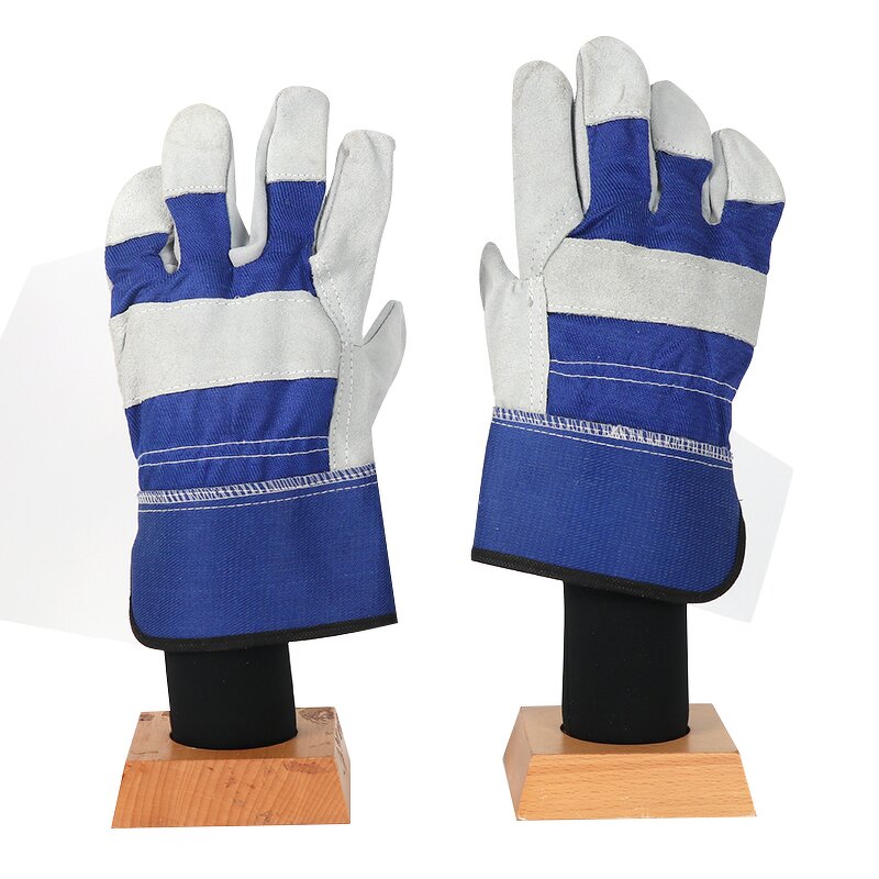 Work Gloves Manufacturer - 10.5 Inches Cow Split Leather Full Palm Safety Cuff Half Lining Breathable for Heavy-Duty