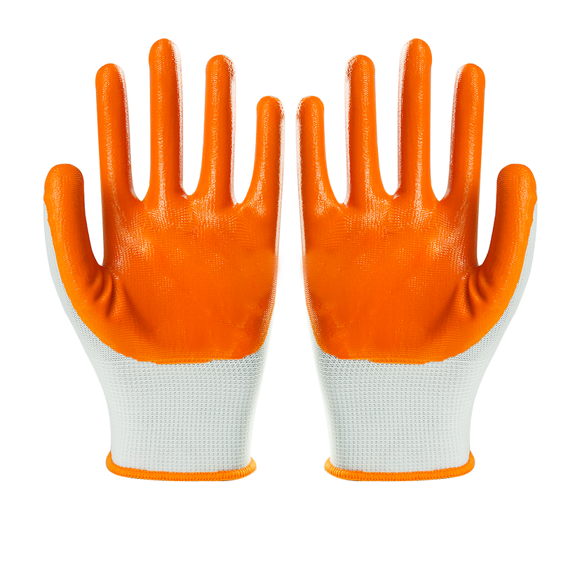 Work Gloves Manufacturer - FURUNDA FFRDN1008 13 Gauge Nitrile Coated Polyester Smooth Palm Oil/Acid/Alkali Resistant