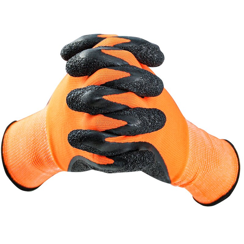 Work Gloves Manufacturer - Latex Coating Anti-slip Industrial 13G Polyester Shell Wrinkle Coated for Men