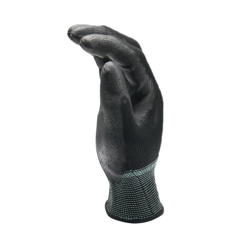 Work Gloves Manufacturer - 13-Gauge Black PU Palm Coated EN388 Certified Oil & Slip Resistant 24CM for Mechanics