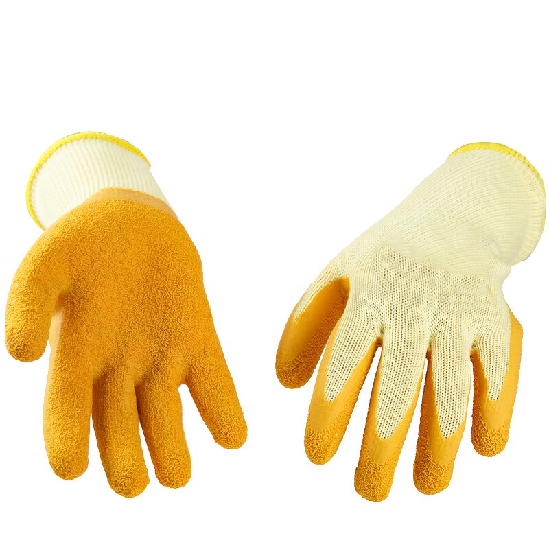 Safety Glove Manufacturer - Fluorescent Yellow Black Latex Coated Good Grip Crinkle Wrinkle Working