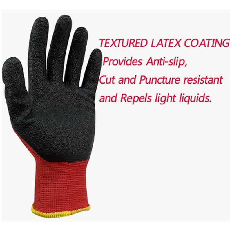 Safety Work Gloves Manufacturer - Pleated Latex Coated Unisex for Building Warehouse Gardening