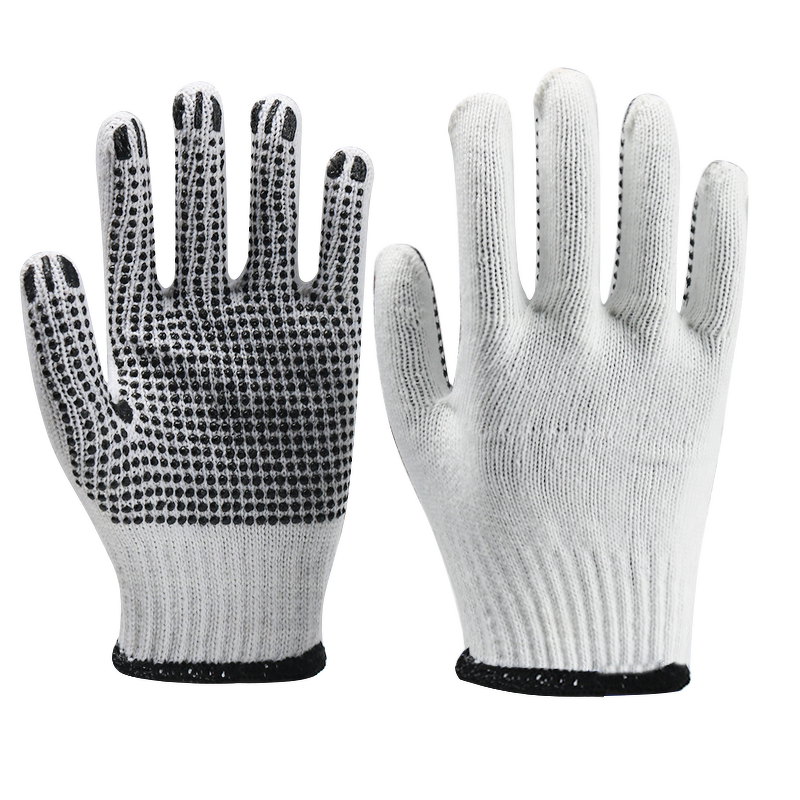 Safety Gloves Manufacturer - Hot Sale Black PVC Dotted with Dotted Line Moisture-Wicking Tear-Resistant for Factory