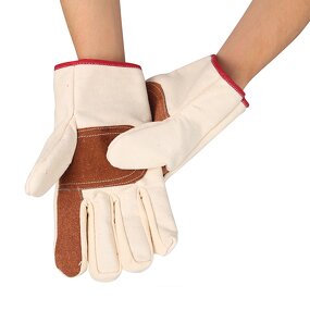 Welder Gloves Manufacturer - Double-layer Twill Canvas Thickened Cotton Lining Railway Composite
