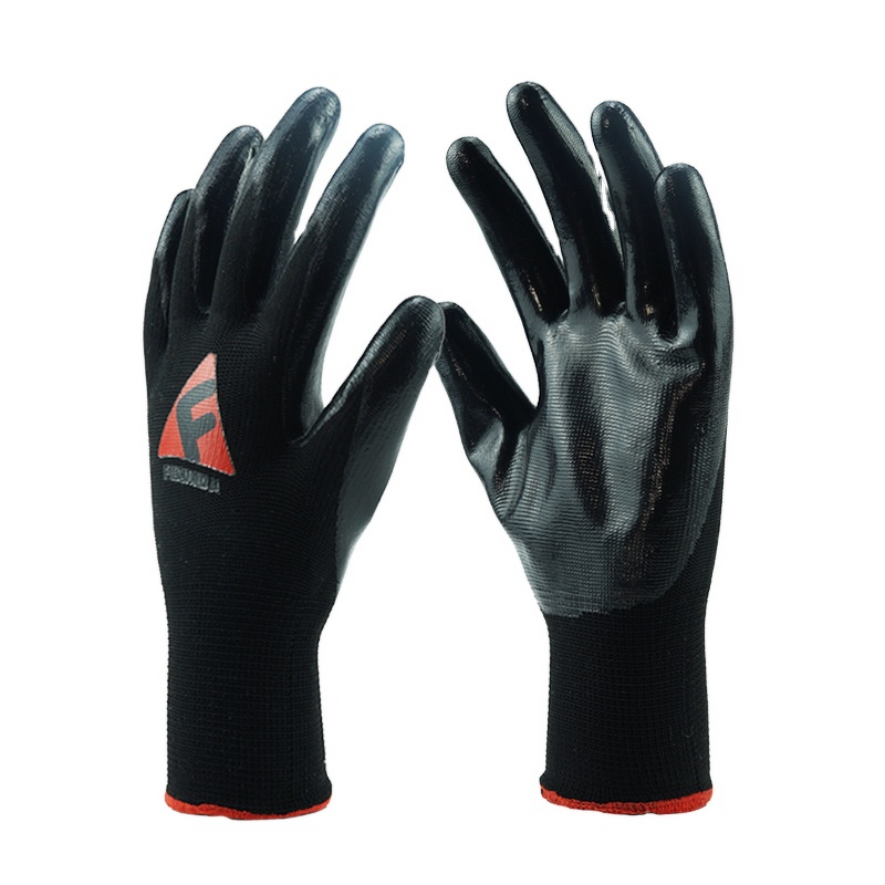 Work Gloves Manufacturer - CE Standard 13 Guaged Red Black Nitrile Coated Guantes Industriales