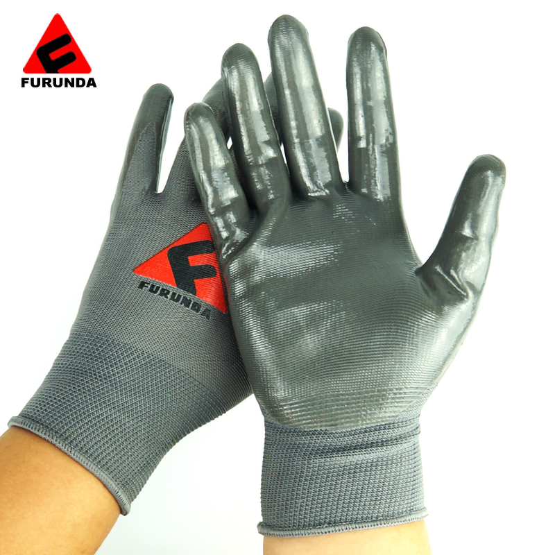 Safety Working Gloves Manufacturer - 13gauge 30-40g/pair Bulk White Grey Nitrile Coated Cheap Nylon for Garden Construction