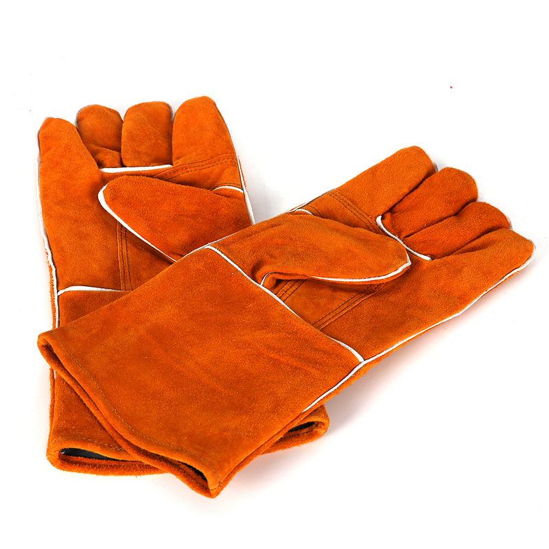 Leather Work Gloves Manufacturer - Long Cuff Durable Abrasion Resistant for Welding Foundry Cow Split Leather Cotton Lining