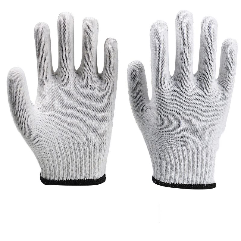Work Gloves Manufacturer - Factory Price Cotton Knitted Textured 7/10 Gauge 70%Cotton Blend Elastic Cuff for General Use