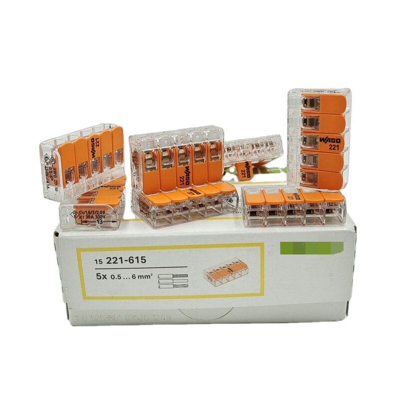 WAGO Terminal Connector - Manufacturer - 221-615 5 Pins 0.5-6mm2 Quick Connect