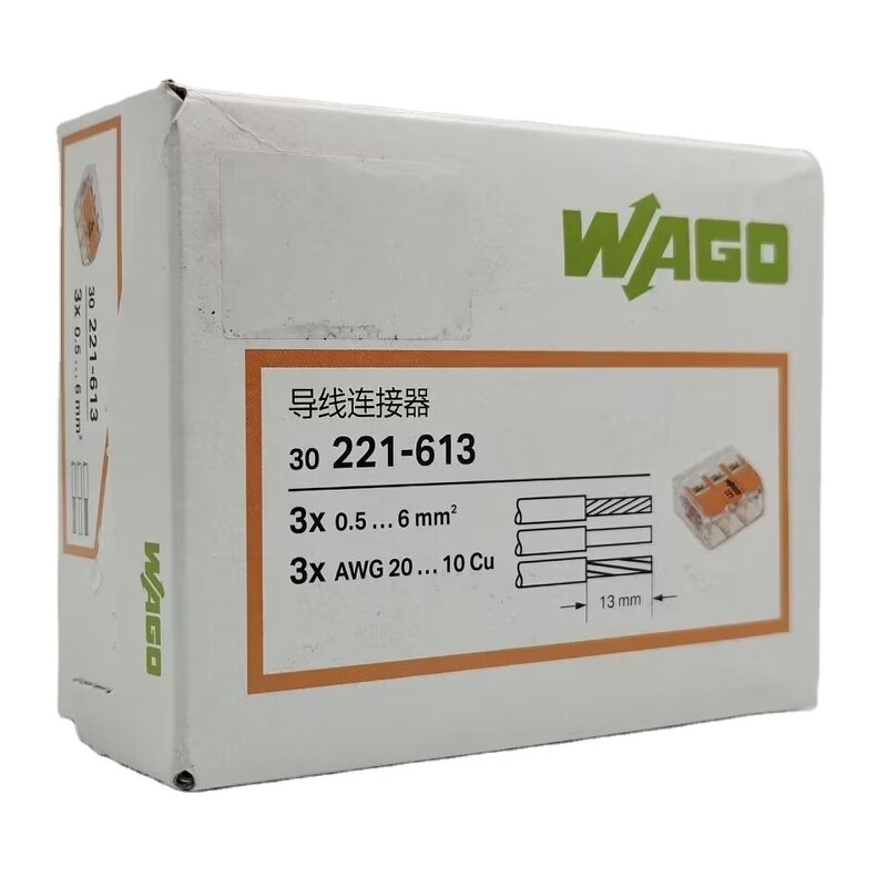 WAGO Splicing Connector - Manufacturer - 221-613 0.5-6mm2 Lever Type