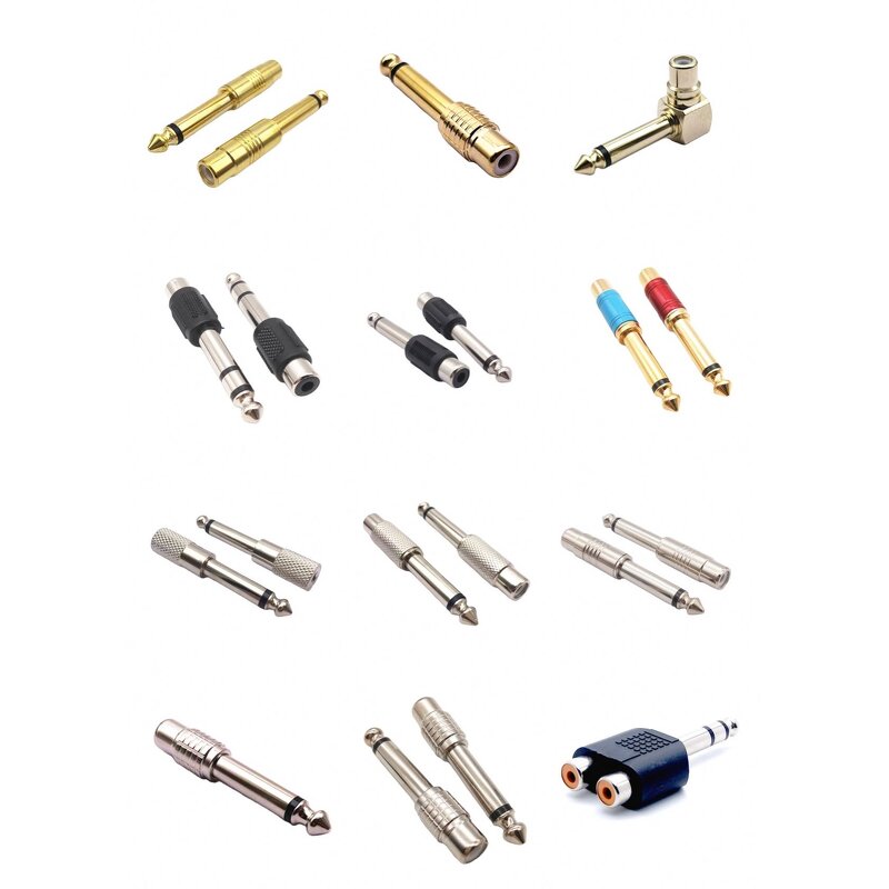 RCA AV Adapter - Manufacturer - Zinc Alloy Nickel Plated 6.35mm Mono Plug