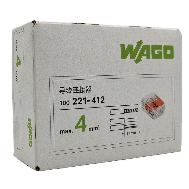 WAGO Splicing Connector - Manufacturer - 221-412 2 Way 4mm2 Lever Type