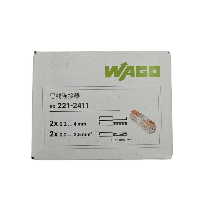 WAGO Inline Connector - Manufacturer - 221-2411 2 Pin 4mm2 Orange Terminal