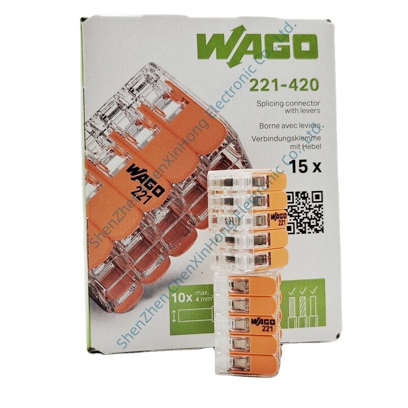 WAGO Splicing Connector - Manufacturer - 221-420 10 Poles 4mm2 Lever Type