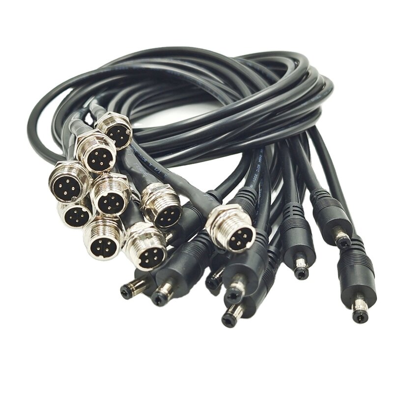 Power Cable Connector - Manufacturer - DC 5.5*2.1mm to GX12 4pin Shielded 18awg