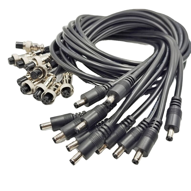 Power Cable Connector - Manufacturer - DC 5.5*2.1mm to GX12 4pin Shielded 18awg