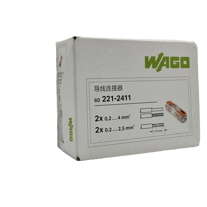 WAGO Inline Connector - Manufacturer - 221-2411 2 Pin 4mm2 Orange Terminal