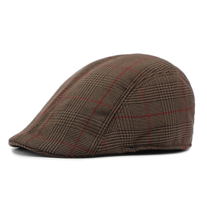 Ivy Cap - Manufacturer - Stock Linen Cotton Plaid Gatsby Cabbie Hunting Irish Hat for Men
