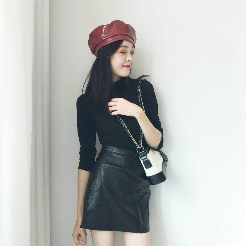 Beret Hat - Manufacturer - Patent Leather PU Slouchy Captain Flat Top Lightweight Cap