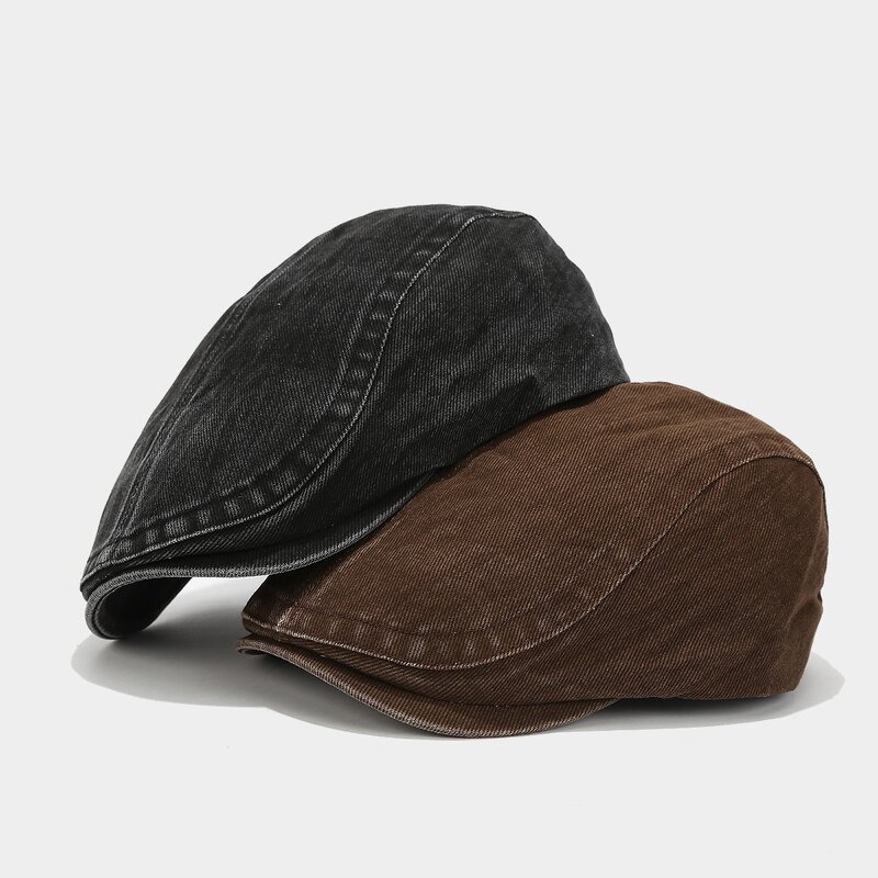 French Beret - Manufacturer - Retro Vintage Washed Denim Panel Breathable Summer Winter Sports Cap