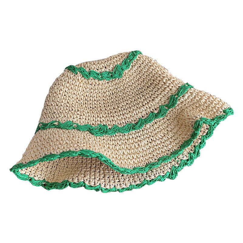 Sun Hat - Manufacturer - Woven Stripe Paper Straw Foldable Beach Bucket Hat