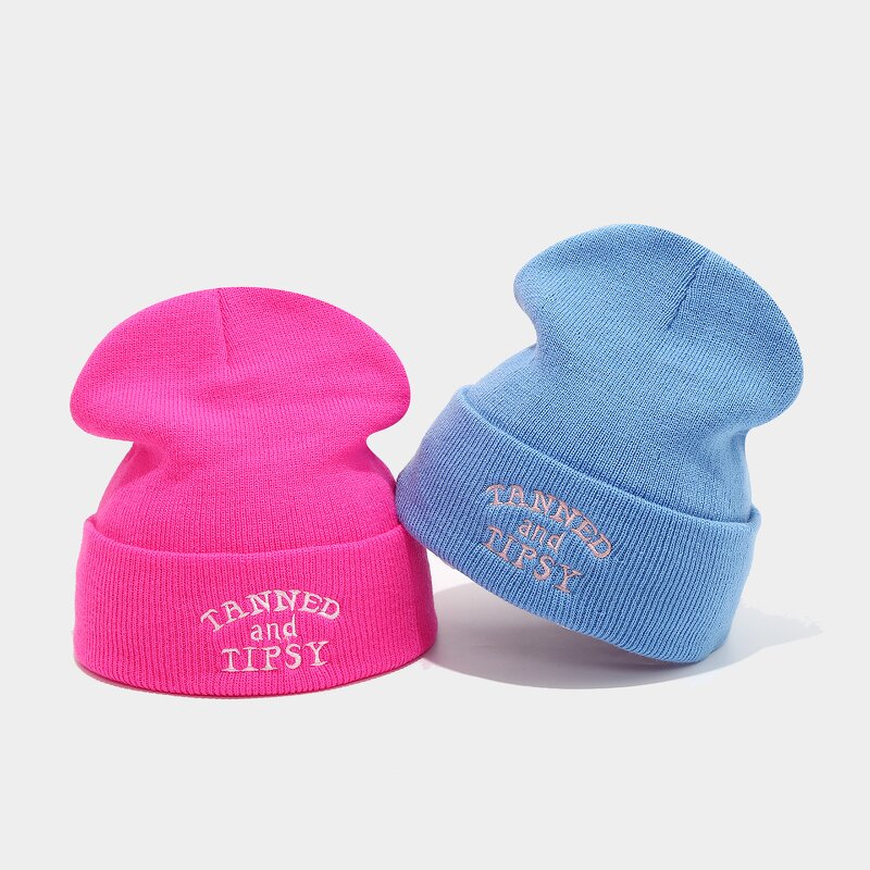 Beanie Hat - Manufacturer - Solid Color Lettering Embroidery Winter Cold Protection Hat