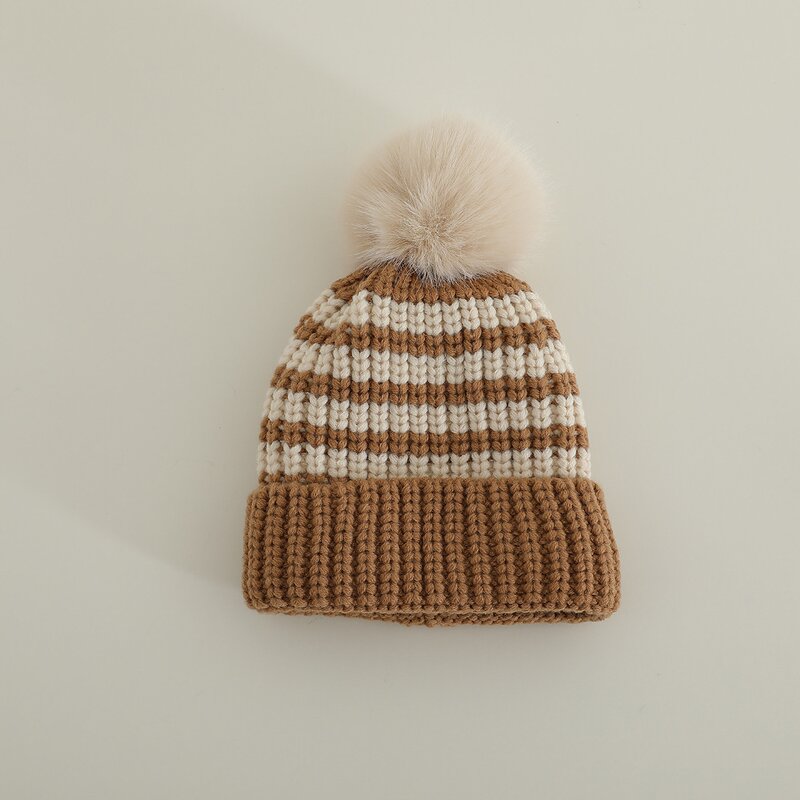 Beanie Hat - Manufacturer - Children Color-block Striped Jacquard Winter Windproof Hat