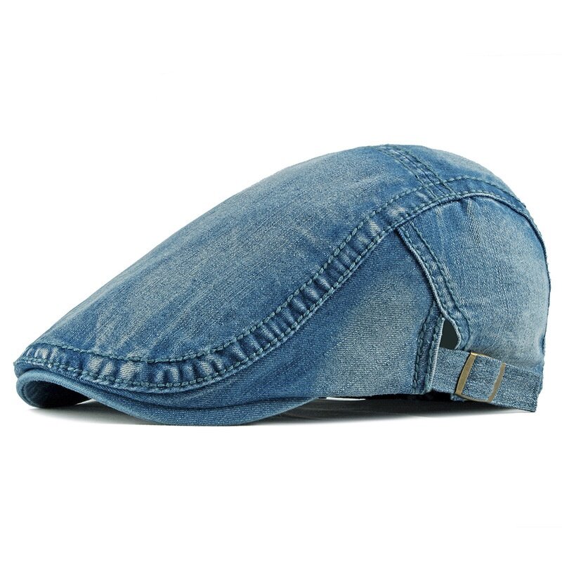 Newsboy Cap - Manufacturer - Unisex 4-Colour Stock Washed Denim Flat Ivy Gatsby Beret
