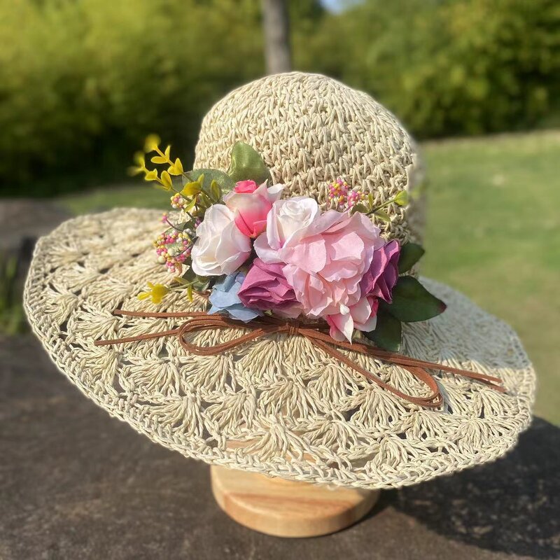 Sun Hat - Manufacturer - Women Hollow Woven Large Wide Brim Handmade Summer Beach Hat