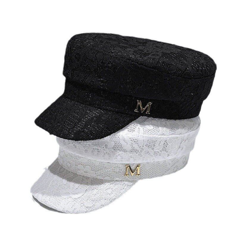 Beret Cap - Manufacturer - Summer Elegant Women Octagonal Metal Hollow Lace Baker Boy Hat