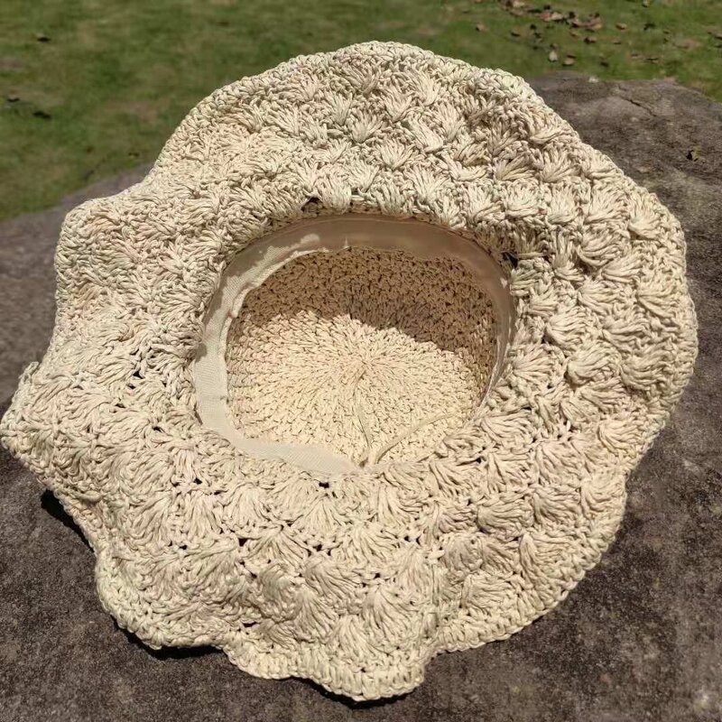 Sun Hat - Manufacturer - Women Hollow Woven Large Wide Brim Handmade Summer Beach Hat
