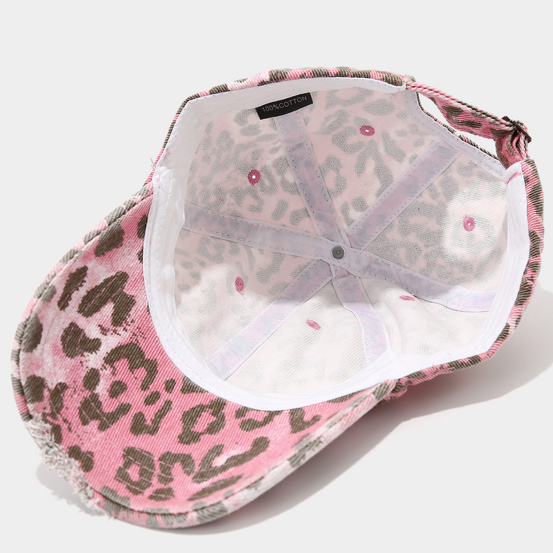 Bucket Hat - Manufacturer - Women Pink Leopard Print Spring Summer Adjustable Cap