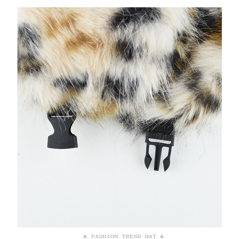 Trapper Hat - Manufacturer - Faux Rabbit Fur Leopard Russian Ushanka Ski Hunting Hat