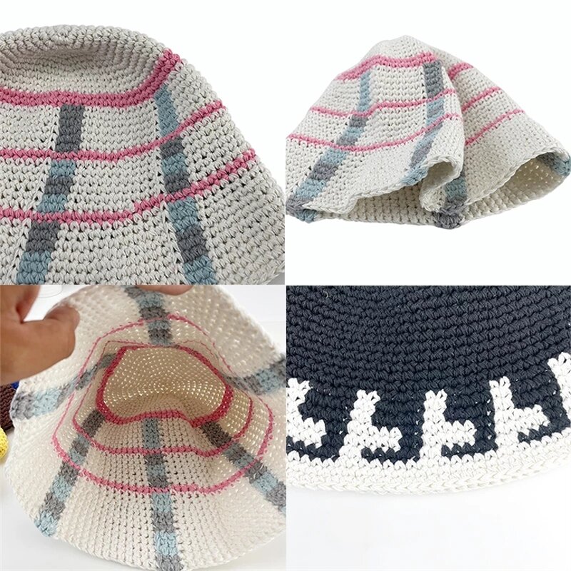 Beanie Hat - Manufacturer - New Striped Handmade Crochet Winter Hip Hop Bucket Hat