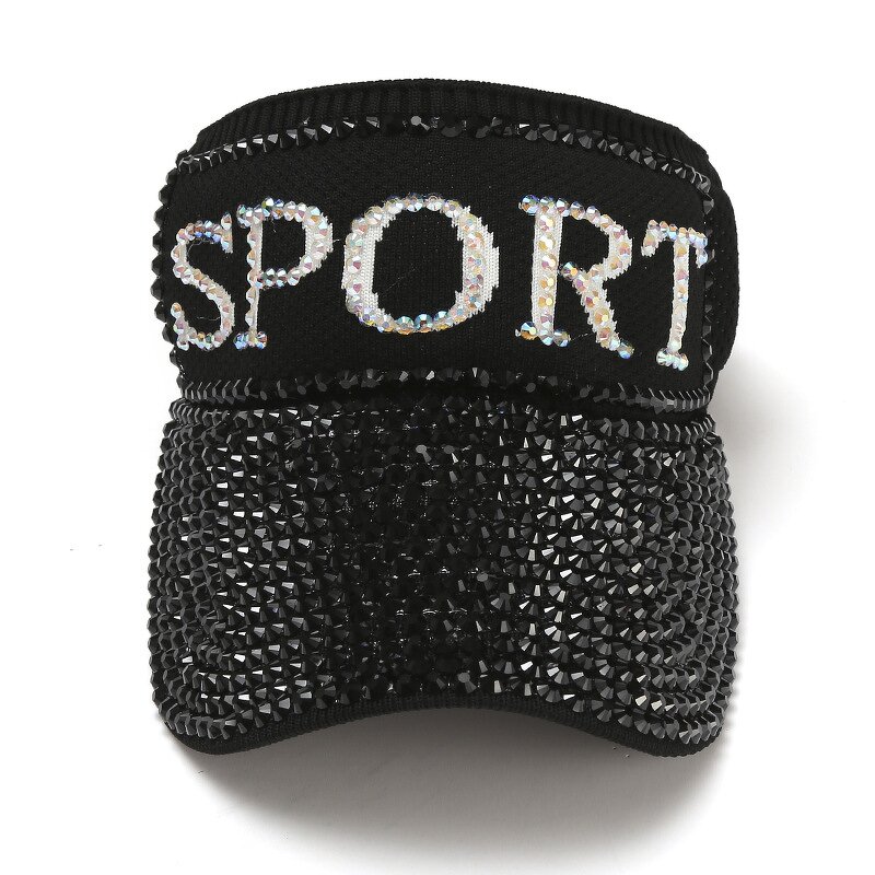 Sun Visor - Manufacturer - Stock Rhinestone Adjustable Empty Top UV Protection Cap