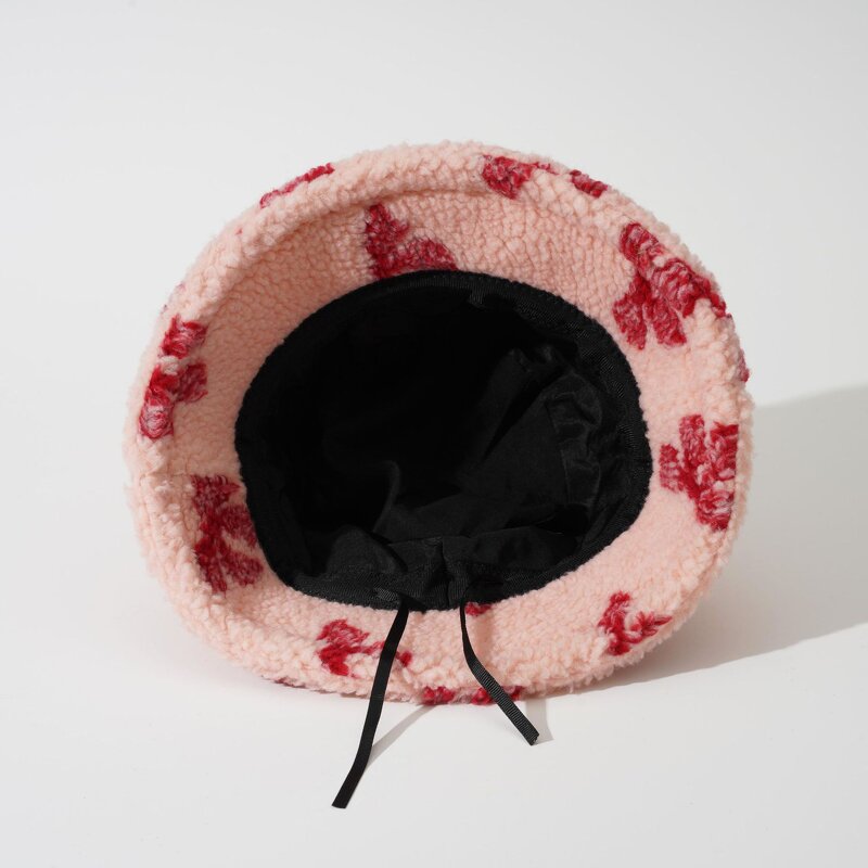 Bucket Hat - Manufacturer - Bow Jacquard Faux Shearling Women Furry Fisherman Cap