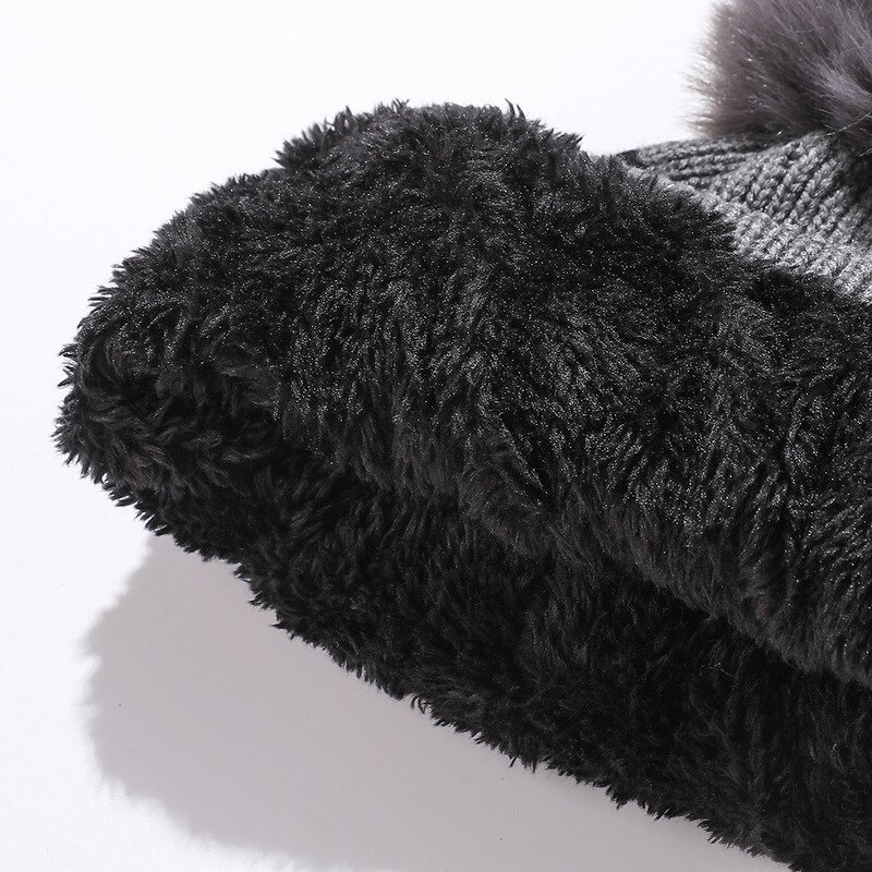 Hat Set - Manufacturer - Children Autumn Winter Solid Short Jacquard 3-Piece Hat Set