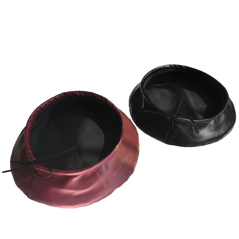 Beret Hat - Manufacturer - Women PU Leather French Artist Painter Retro Boina Cap