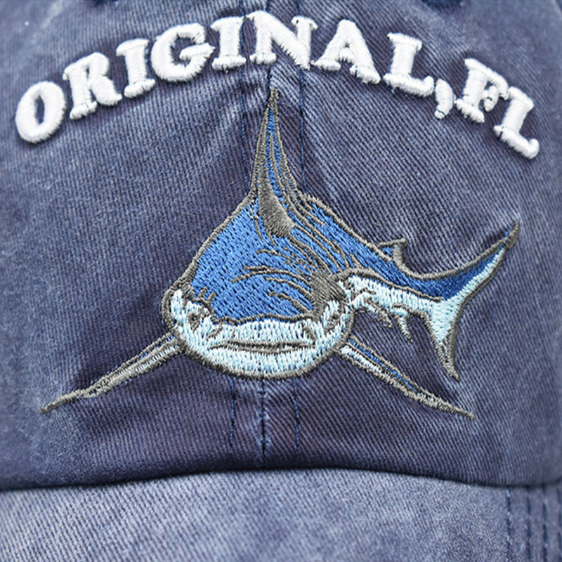 Baseball Cap - Manufacturer - Vintage Washed Shark Letter Embroidered Low Profile Dad Hat