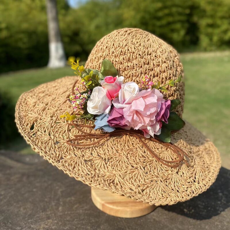 Sun Hat - Manufacturer - Women Hollow Woven Large Wide Brim Handmade Summer Beach Hat