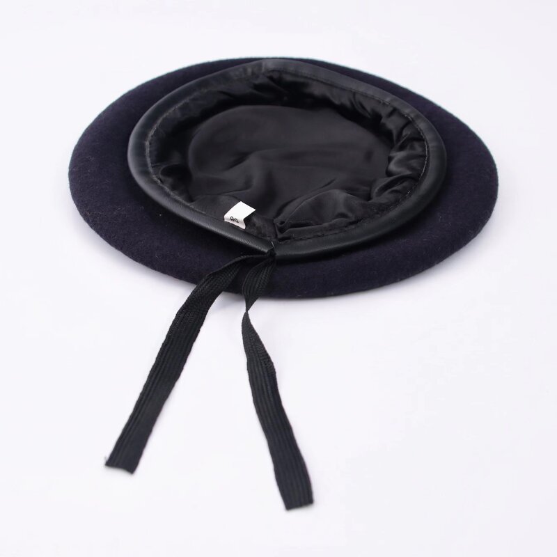 Beret Hat - Manufacturer - British Wool Leather Solid Classic Artist Painter Hat - Custom Embroidery