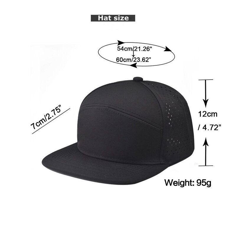 Snapback Cap - Manufacturer - Custom Logo Flat Bill Laser Hole Waterproof Quick Dry Cap