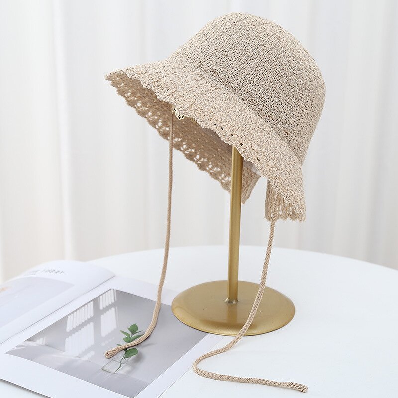 Sun Hat - Manufacturer - Wholesale Women Paper Straw Windproof Lace-up Fisherman Hat