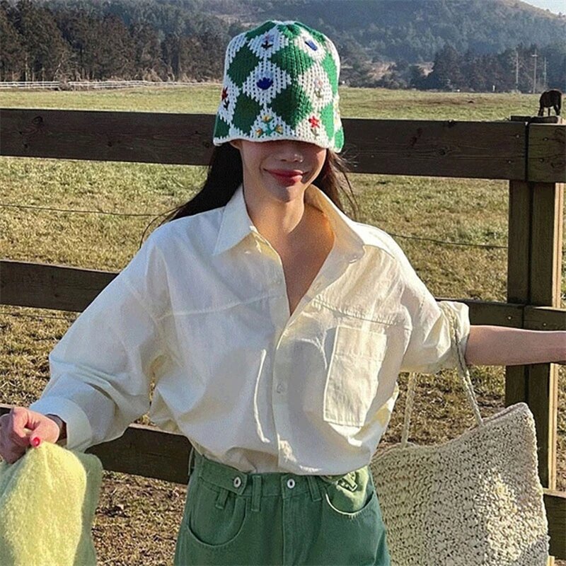 Bucket Hat - Manufacturer - New Crochet Embroidered Handmade Knit Fisherman Outdoor Cap