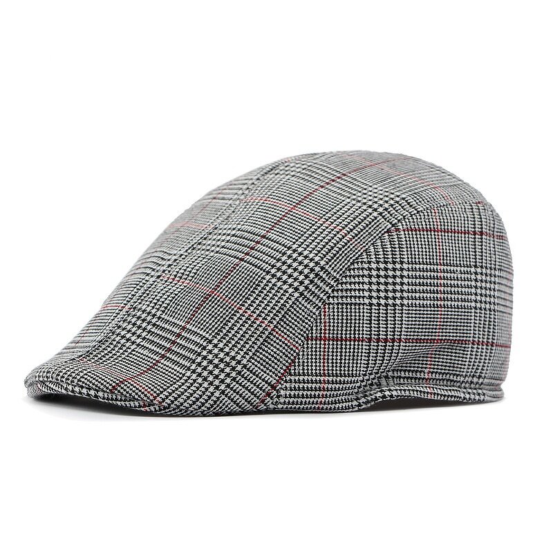 Ivy Cap - Manufacturer - Stock Linen Cotton Plaid Gatsby Cabbie Hunting Irish Hat for Men