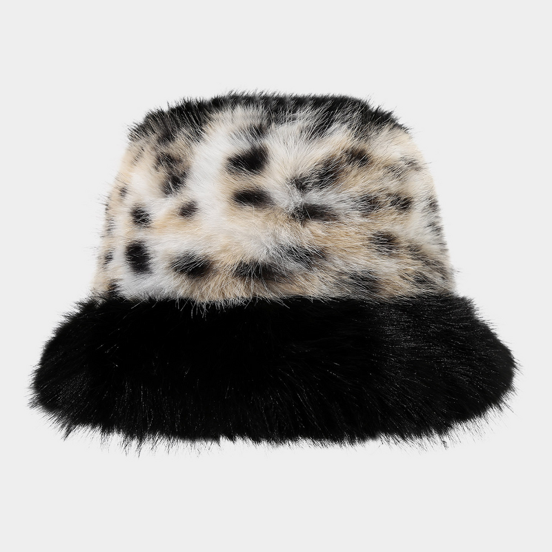 Bucket Hat - Manufacturer - Catwalk Fur Leopard Splicing Warm Imitation Fox Fur Hat