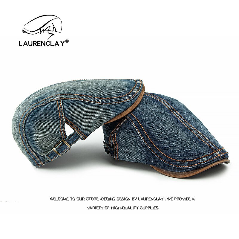 Peaked Cap - Manufacturer - 2025 Vintage British Denim Cotton Leisure Beret Cap
