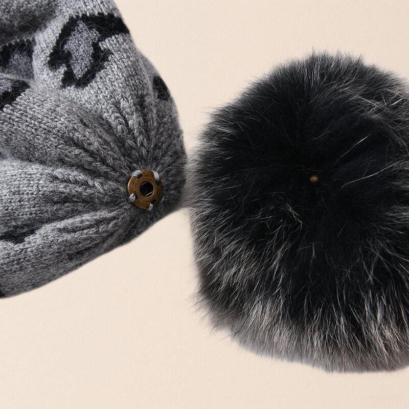 Beanie Hat - Manufacturer - Autumn Winter Leopard Jacquard Plush Pom Pom Windproof Hat